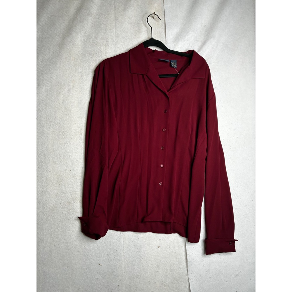 NWT Laura Scott Burgundy Button Front Long Sleeve Blouse Top Size 18 RVL406111
